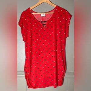 Siren lily Maternity Red Stretchy Long Tunic Top Womens Size Large
